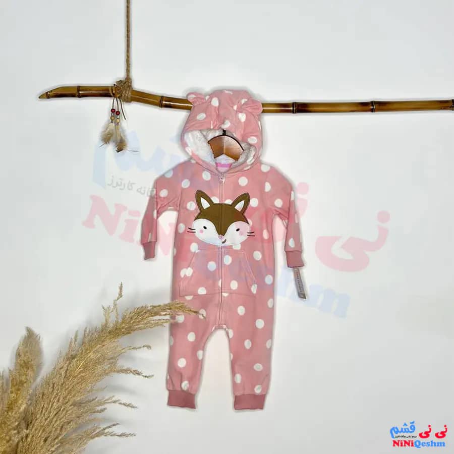 سرهمی نوزادی کارترز دخترانه کلاهدار طرح اهو