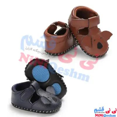 پاپوش نوزادی رنگ قهوه ای و مشکی طرح کوالا