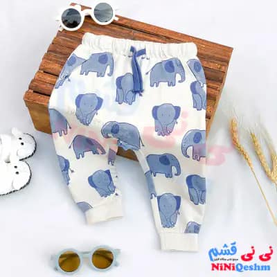 شلوار بچه گانه اسلش برند اچ اند ام طرح فیل رنگ ابی