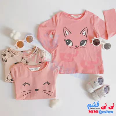 تیشرت بچه گانه استین بلند رنگ صورتی