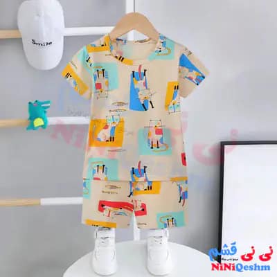 ست 2 تکه تیشرت شورتک بچه گانه وارداتی