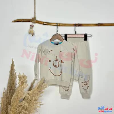 دوس بچه گانه طرح خرسی رنگ کرمی