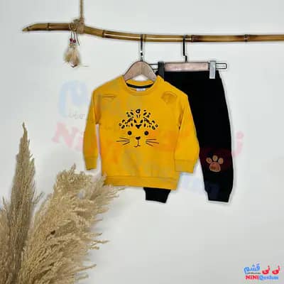 ست دو تکه بچگانه تریکو رنگ زرد و مشکی برند زارا