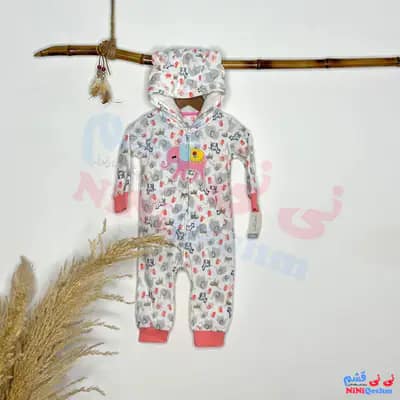 سرهمی دخترانه نوزادی کارترز رنگ سفید طرح قیل گلدوزی شده