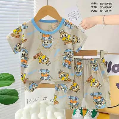 ست تیشرت شورت پسرانه طرح لبوبو اسکیت — لباس بچگانه نی نی قشم کد 22026