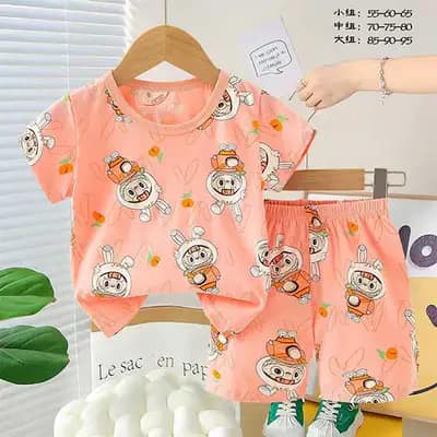 ست تیشرت شورت دخترانه طرح لبوبو هویج — لباس بچگانه نی نی قشم کد 22029