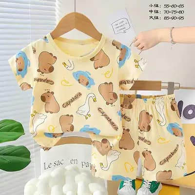 ست تیشرت شورت بچگانه طرح کاپابارا — لباس بچگانه نی نی قشم کد 22033