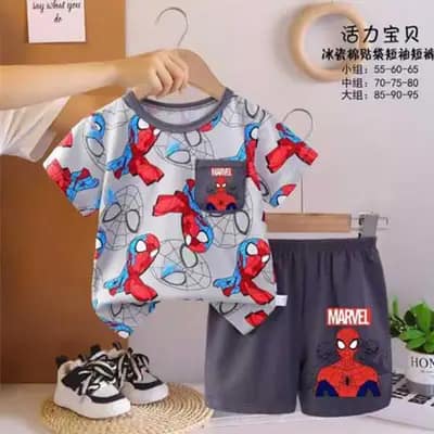 ست تیشرت شورت پسرانه طرح اسپایدرمن — لباس بچگانه نی نی قشم کد 22053