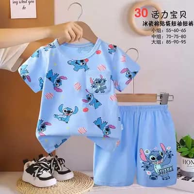 ست تیشرت شورت بچگانه استیچ بازیگوش — لباس بچگانه نی نی قشم کد 22055