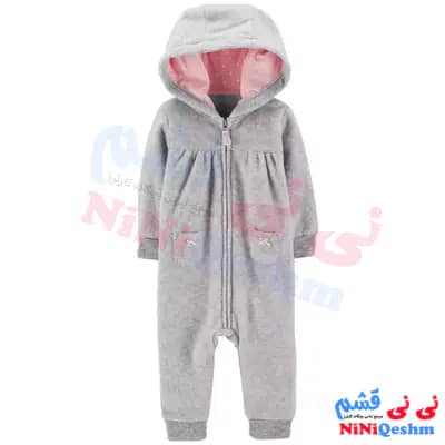 سرهمی کلاهدار نوزادی رنگ طوسی