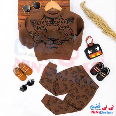 بلوز شلوار پاییزه پسرانه تو کرک رنگ قهوه ای